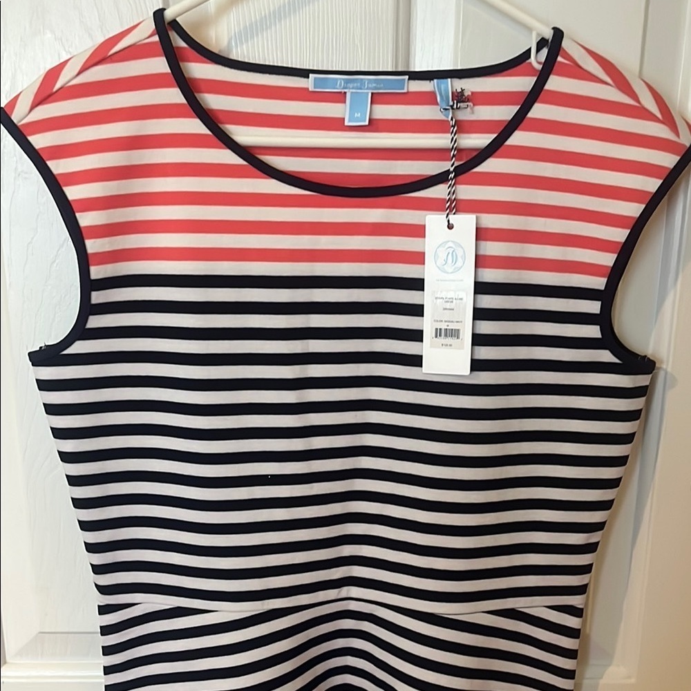 NWT DRAPER JAMES Striped Navy blue and Pink Dress - Picture 4 of 7